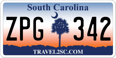 SC license plate ZPG342