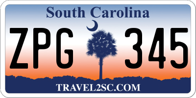 SC license plate ZPG345