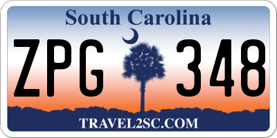 SC license plate ZPG348