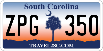 SC license plate ZPG350