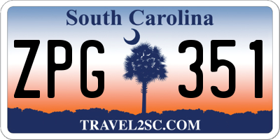 SC license plate ZPG351