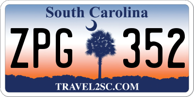 SC license plate ZPG352