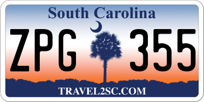 SC license plate ZPG355