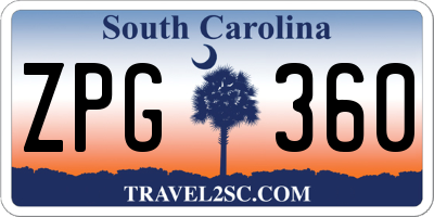 SC license plate ZPG360