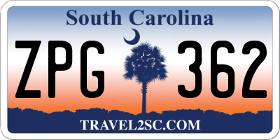 SC license plate ZPG362