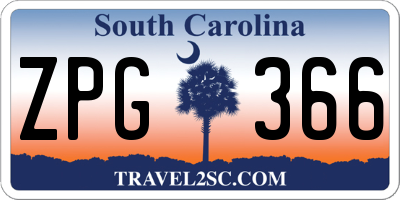 SC license plate ZPG366