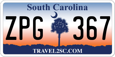 SC license plate ZPG367