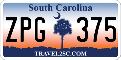 SC license plate ZPG375