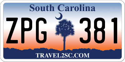 SC license plate ZPG381