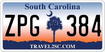 SC license plate ZPG384