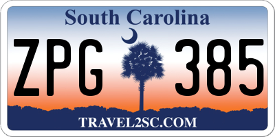 SC license plate ZPG385