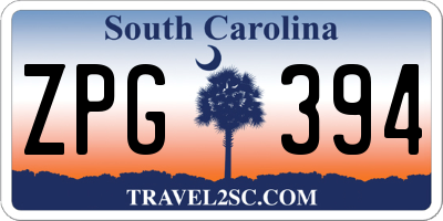 SC license plate ZPG394
