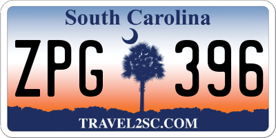 SC license plate ZPG396
