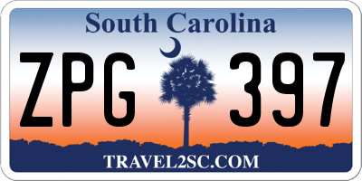 SC license plate ZPG397
