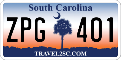 SC license plate ZPG401