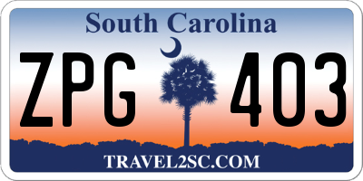 SC license plate ZPG403