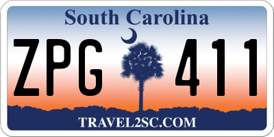 SC license plate ZPG411