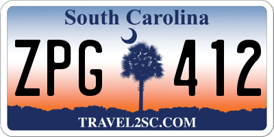 SC license plate ZPG412