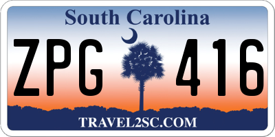 SC license plate ZPG416