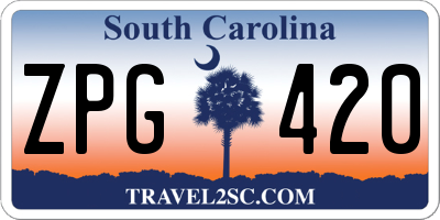 SC license plate ZPG420