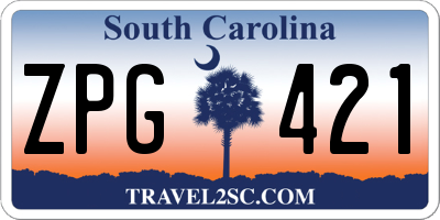 SC license plate ZPG421