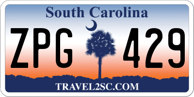 SC license plate ZPG429