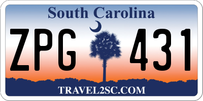 SC license plate ZPG431