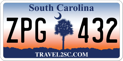 SC license plate ZPG432
