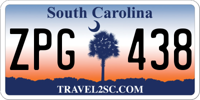 SC license plate ZPG438