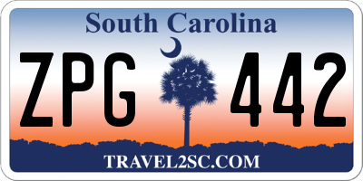 SC license plate ZPG442