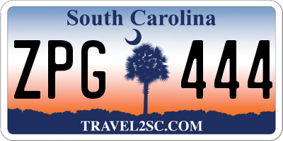 SC license plate ZPG444