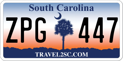 SC license plate ZPG447