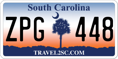 SC license plate ZPG448