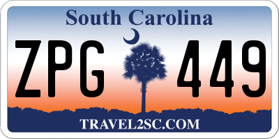 SC license plate ZPG449