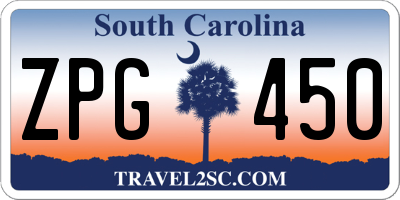 SC license plate ZPG450