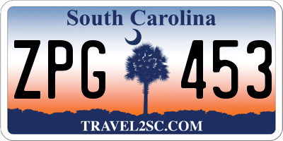 SC license plate ZPG453