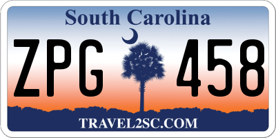 SC license plate ZPG458