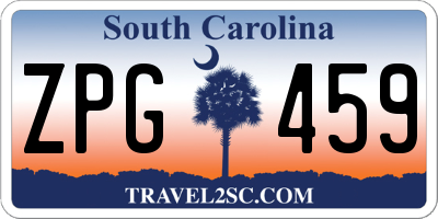 SC license plate ZPG459