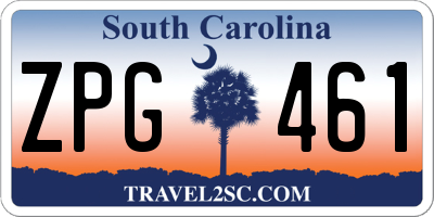 SC license plate ZPG461