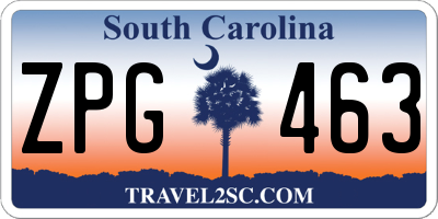 SC license plate ZPG463