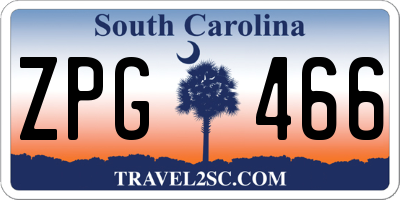 SC license plate ZPG466