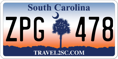 SC license plate ZPG478