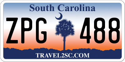 SC license plate ZPG488