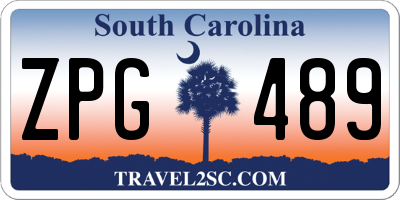 SC license plate ZPG489