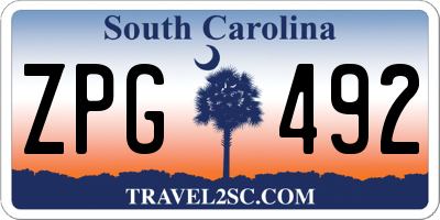 SC license plate ZPG492