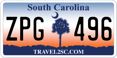 SC license plate ZPG496