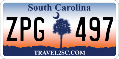 SC license plate ZPG497