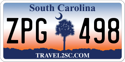 SC license plate ZPG498