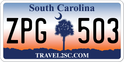SC license plate ZPG503