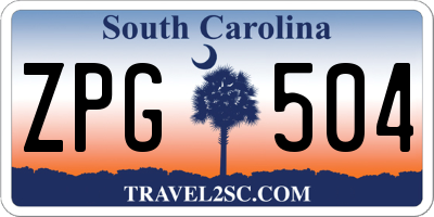 SC license plate ZPG504